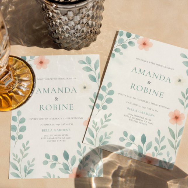 Invitation Mariage floral d'aquarelle (Créateur téléchargé)