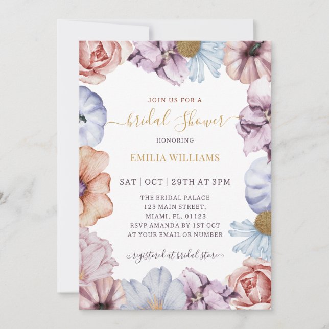 Invitation Mariage Floral d'Automne (Devant)