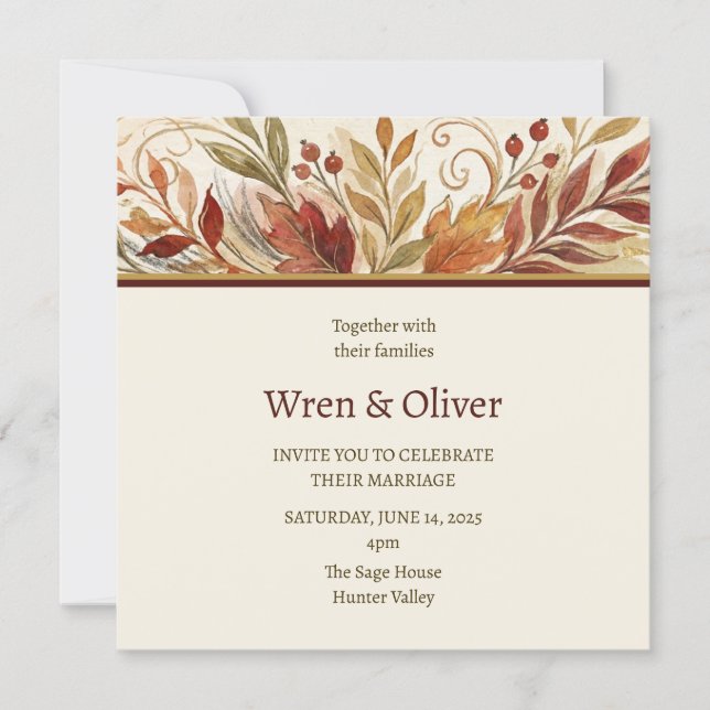 Invitation Mariage Floral d'Automne (Devant)