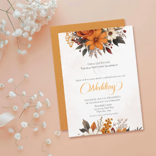 Invitation Mariage floral d'automne du coucher du soleil