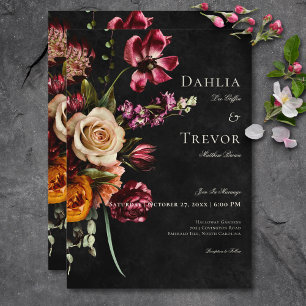 Invitation Mariage floral d'automne élégant foncé