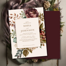 Mariage floral d'automne-hiver Rose foncée Ivoire