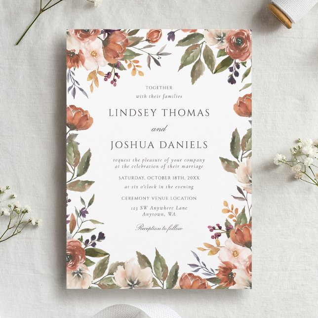 Invitation Mariage Floral d'Automne Rustique (Créateur téléchargé)