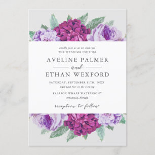 Invitation Mariage floral d'Aveline mauve