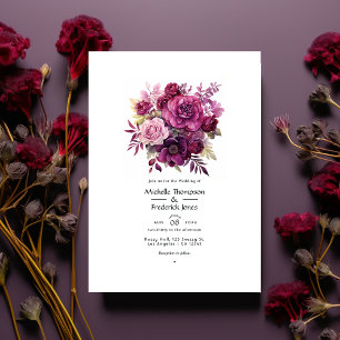 Invitation Mariage floral de Berry profond