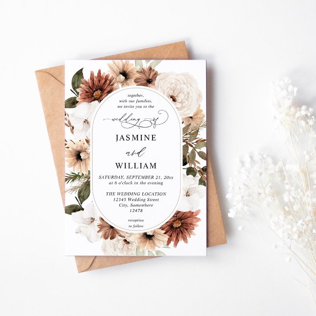 Invitation Mariage floral de Boho neutre rustique (Créateur téléchargé)