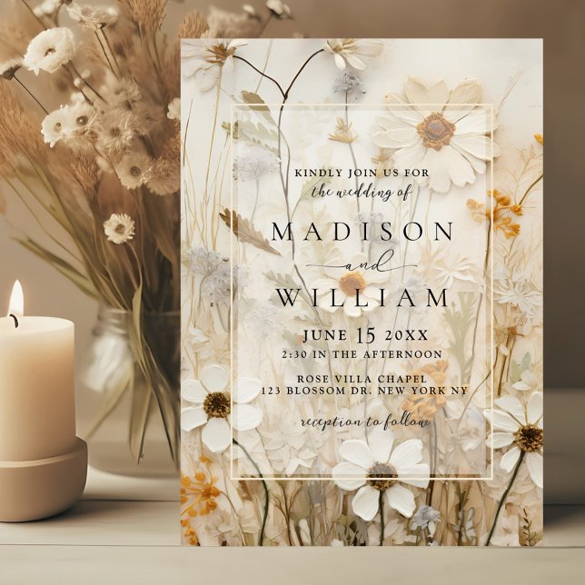 Invitation Mariage floral de Boho neutre rustique (Créateur téléchargé)