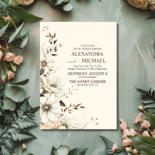 Invitation Mariage floral de Boho neutre rustique