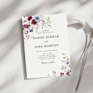 Invitation Mariage floral de Bourgogne moderne