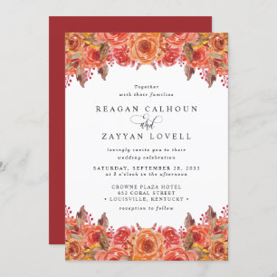 Invitation Mariage floral de Burgundy Terracotta Fall