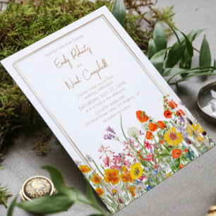 Invitation Mariage Floral de Campagne Fleurs Sauvages Colorée