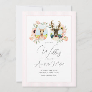 Invitation Mariage Floral de Cerfs Capriceux