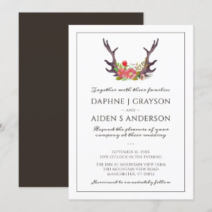 Invitation Mariage Floral de Cerfs Rustique de Campagne