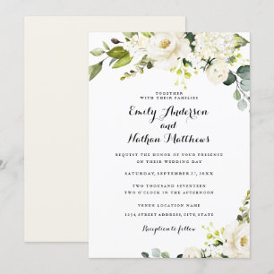 Invitation Mariage floral de Champagne blanc rustique