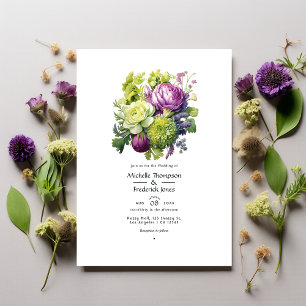 Invitation Mariage floral de chaux et de violet