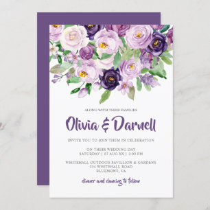 Invitation Mariage floral de couleur d'eau violette de la lav