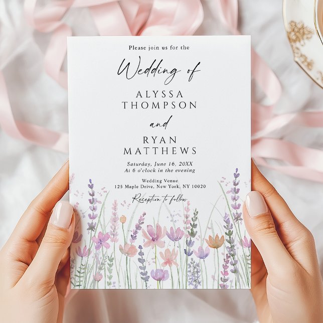 Invitation Mariage Floral de Fleur de Champ au Pastel Doux (Créateur téléchargé)