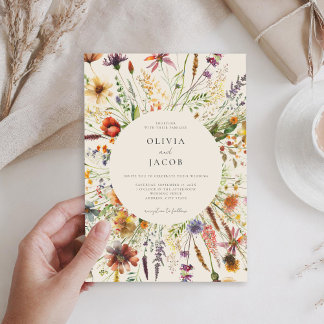 Invitation Mariage Floral de Fleur Sauvage Bohème Minimaliste