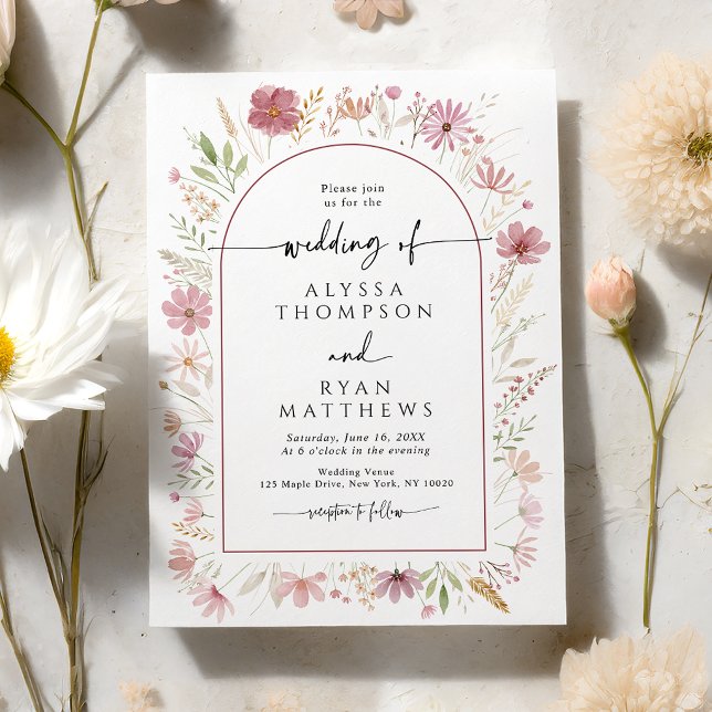 Invitation Mariage Floral de Fleur Sauvage d'Automne (Créateur téléchargé)