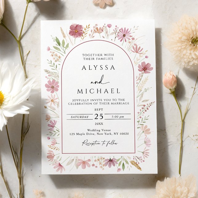 Invitation Mariage Floral de Fleur Sauvage d'Automne (Créateur téléchargé)