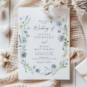 Invitation Mariage Floral de Fleur Sauvage de Sauge Bleu Pous