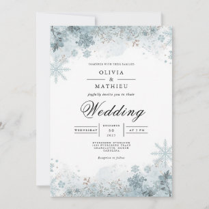 Invitation Mariage floral de flocon d'hiver