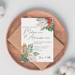 Invitation Mariage floral de graminées de Pampas bohèmes 
