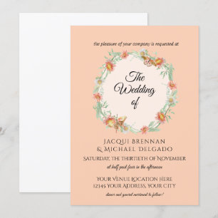Invitation Mariage floral de guirlande de papillon en bon