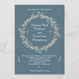 Invitation Mariage floral de guirlande décrit par bleu