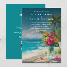 Mariage Floral de Jar Mason Code QR de Plage Tropi