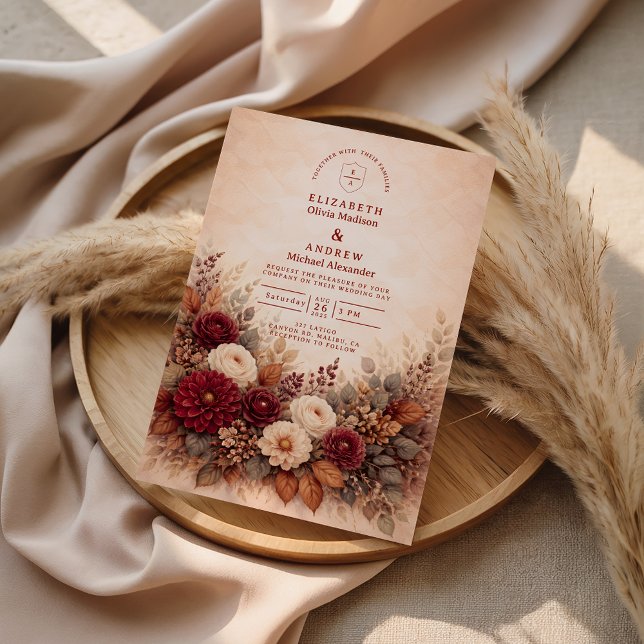 Invitation Mariage Floral de Jardin d'Automne (Créateur téléchargé)
