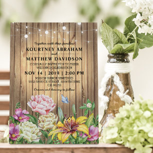 Invitation Mariage Floral de Jardin de Printemps Campagnard R