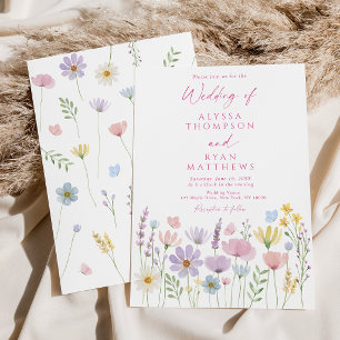 Invitation Mariage Floral de Jardin Papillon Fleur Sauvage de