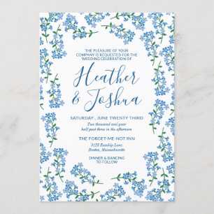Invitation Mariage floral de jolis myosotis des marais