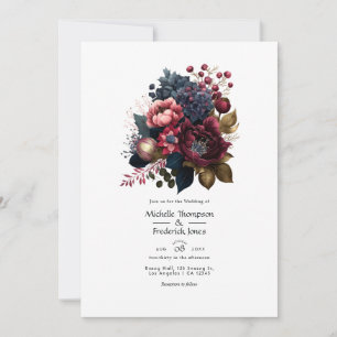 Invitation Mariage floral de la Bourgogne et de la Marine