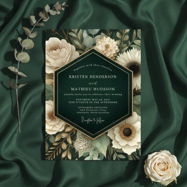 Invitation Mariage Floral de la Forêt d'Émeraude (Créateur téléchargé)