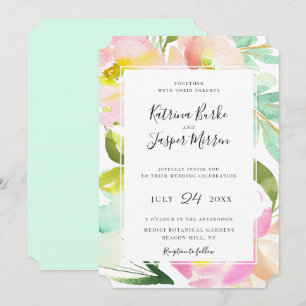 Invitation Mariage floral de la pinte de chair