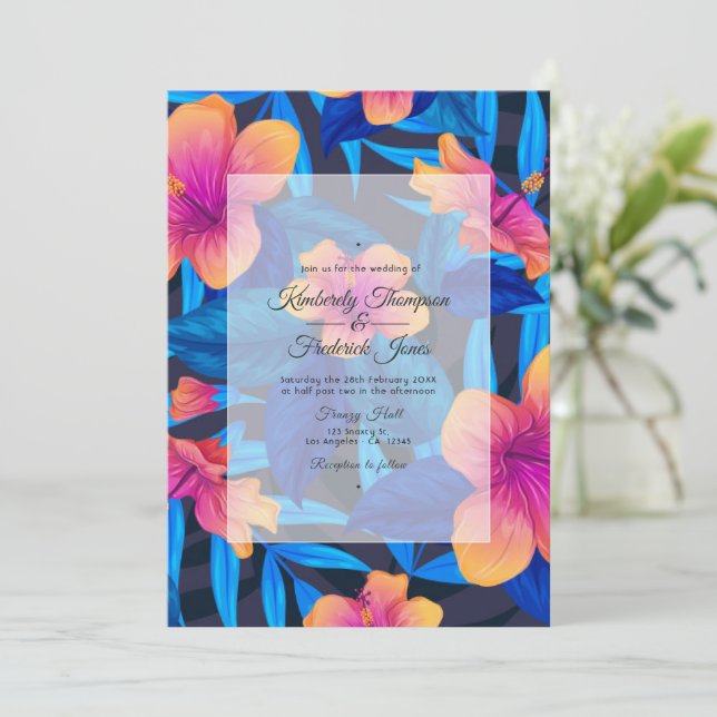 Invitation Mariage Floral de la plage d'été (Debout devant)