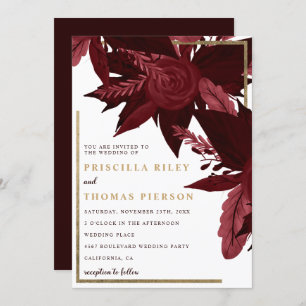 Invitation mariage floral de l'aquarelle de Bourgogne