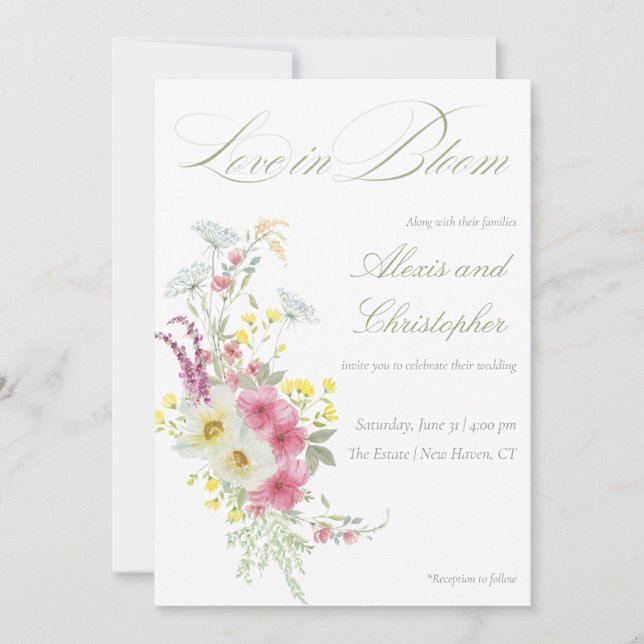 Invitation Mariage floral de l'aquarelle de printemps (Devant)