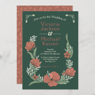 Invitation Mariage floral de l'artisan en terre cuite et vert