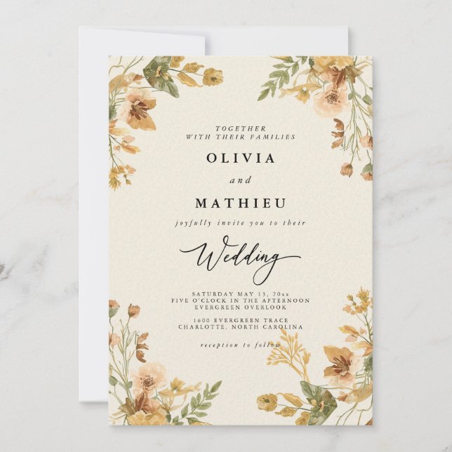 Invitation Mariage floral de l'automne (Devant)