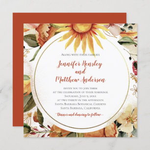 Invitation Mariage floral de l'automne des tournesols