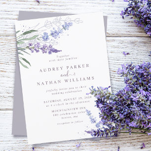 Invitation Mariage floral de lavande à l'aquarelle romantique