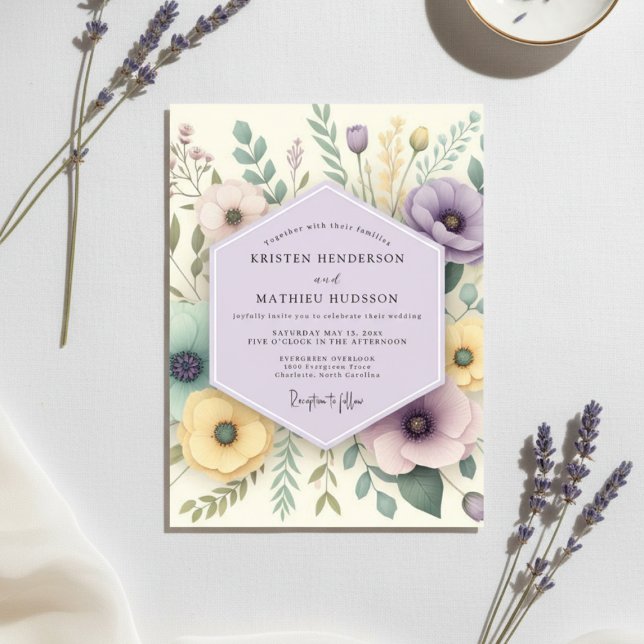Invitation Mariage Floral de Lavande en Forêt (Créateur téléchargé)