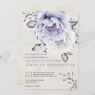 Invitation Mariage   Floral de Lilac rustique et d'Albâtre