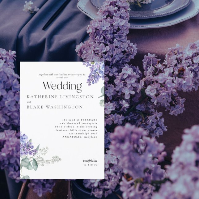Invitation Mariage Floral de Lilas  (Créateur téléchargé)