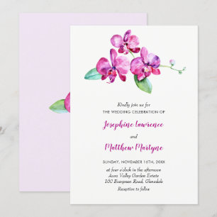 Invitation Mariage floral de l'orchidée d'aquarelle violette