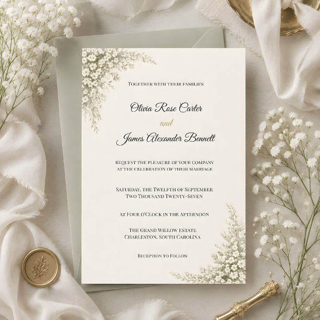 Invitation Mariage Floral de Luxe Bébé's Breath (Luxury baby's breath wedding themed invitation)