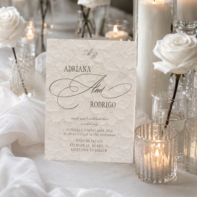 Invitation Mariage Floral de Luxe Monogramme (Créateur téléchargé)